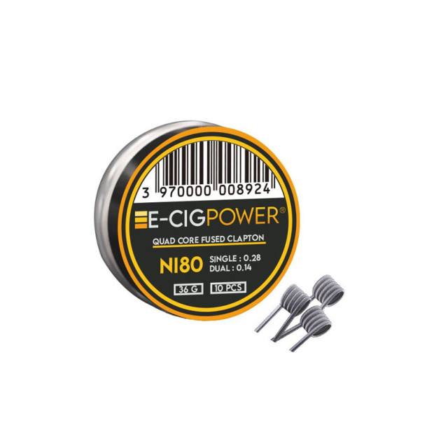 Coils Ni80 Quad Core Fused Clapton 0.28Ω (lot de 10) - E-Cigpower